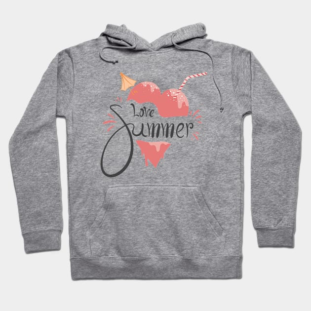 Love Summer With Heart Ice Cream Hoodie by Artmoo